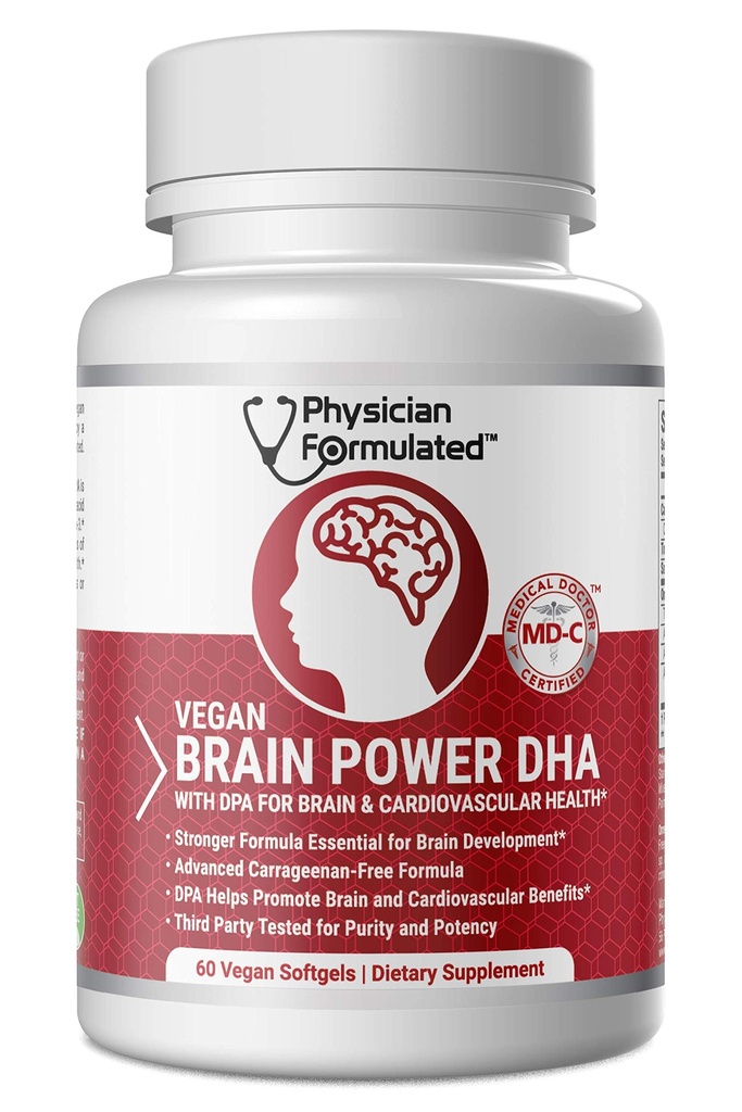 Vegansk DHA for hjerne og prenatal 100% algae Basert Omega 3 essensielle fettsyrer med ingen karragenan, NO Grønnsaker olje Plus 2500mcg Astaxanthin