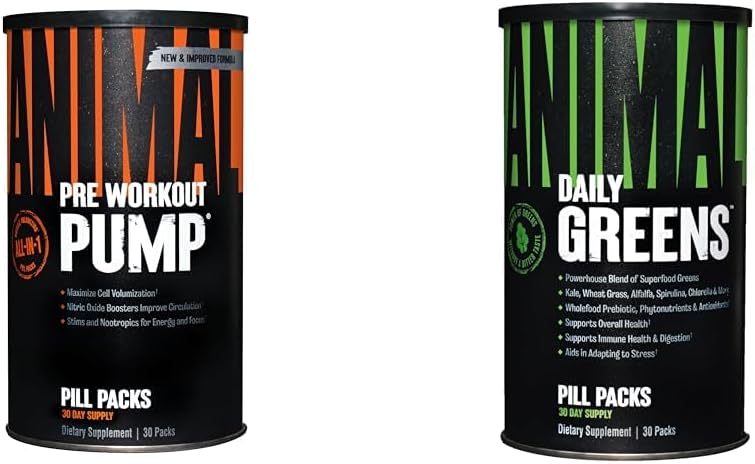 Animal Pump Preworkout Grønn Grønn, Probiotika og Digestion Supplement 30 Count Bundle