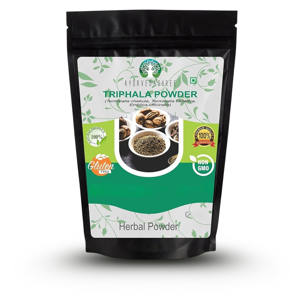 Triphala pulver 200 Gm | Kombinasjon av Amla, Haritaki & Bibhitaki | Non GMO | Vegansk | GMP Certified