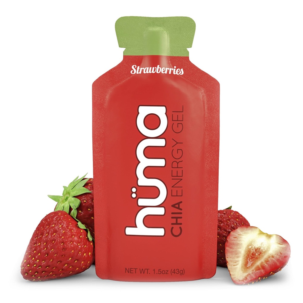Huma Chia Energy Gel, Jordbær, 12 Gels - Premier Sport Nutrition For Endurance Trening