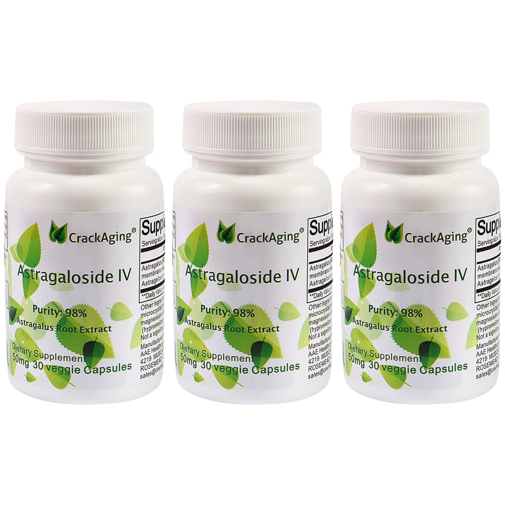 Krassende super-absorpsjon Astragaloside IV 98% Anti-Aging kosttilskudd for voksen immun støtte 50 mg/kap 90 Caps i 3 flaske