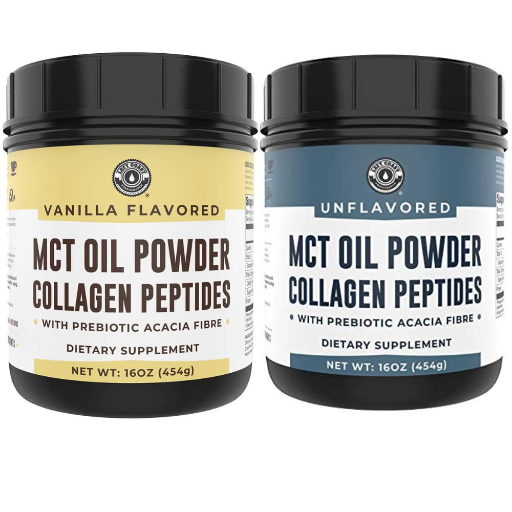 Keto Vanilla MCT Kollagen pulver og keto uflavorert MCT kollagen pulver