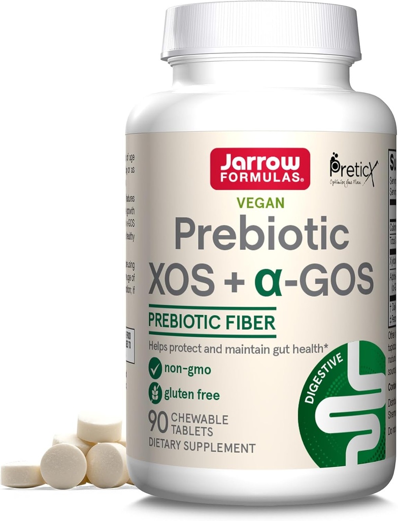 Jarrow Formler Prebiotic XOS + GOS - Fiber Complex Supplement - 90 Chewable Tabletter - Enriches & Nourishes Gut Microbiome - Støtter vekst av beneficiale bakterier - 30 Services