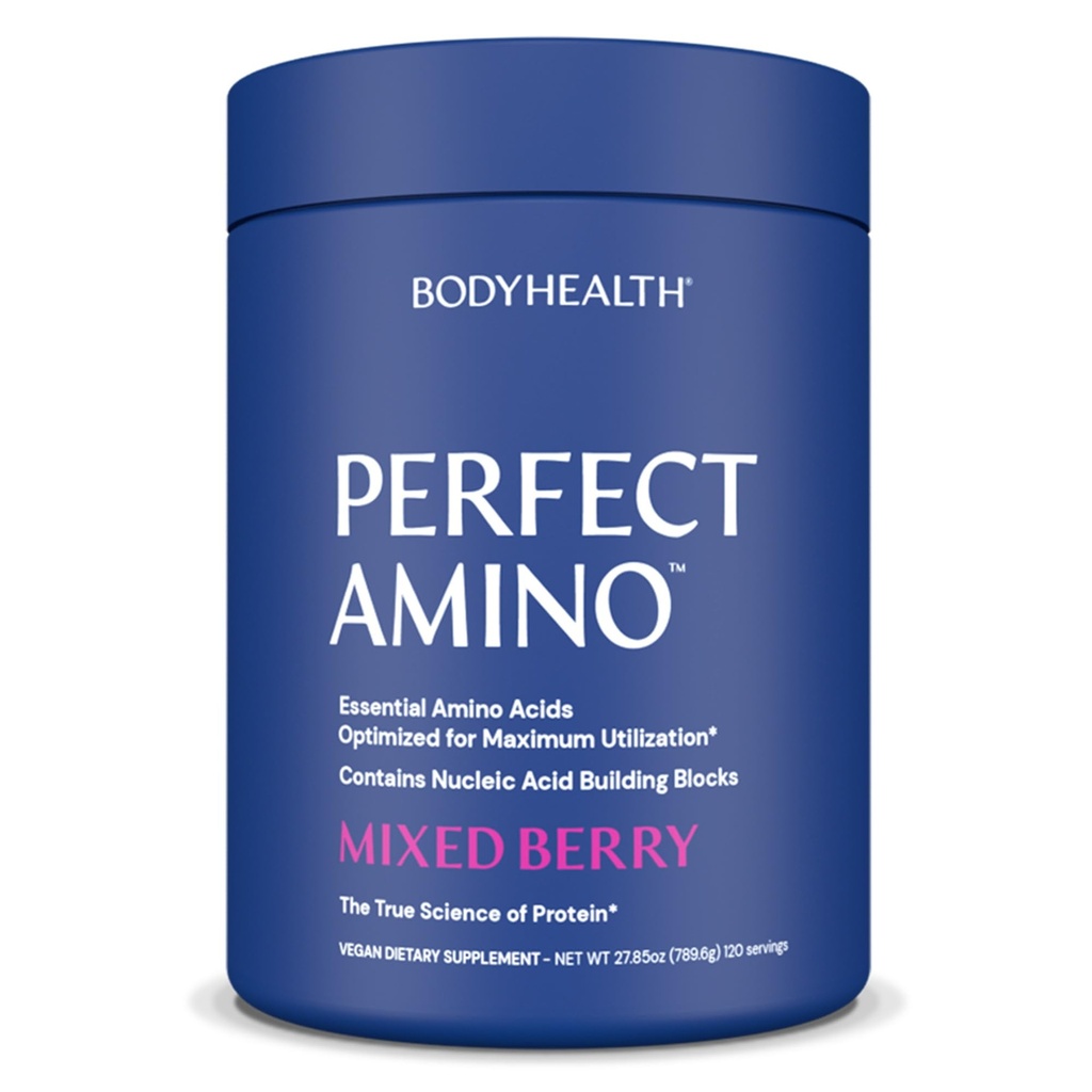 BodyHealth PerfectAmino pulver - BCAA og EAA pulver for pre og post trening - Aminosyre energidrikk for menn og kvinner å støtte lean muskel og gjenoppretting - Blandet berry - 120 serveringer