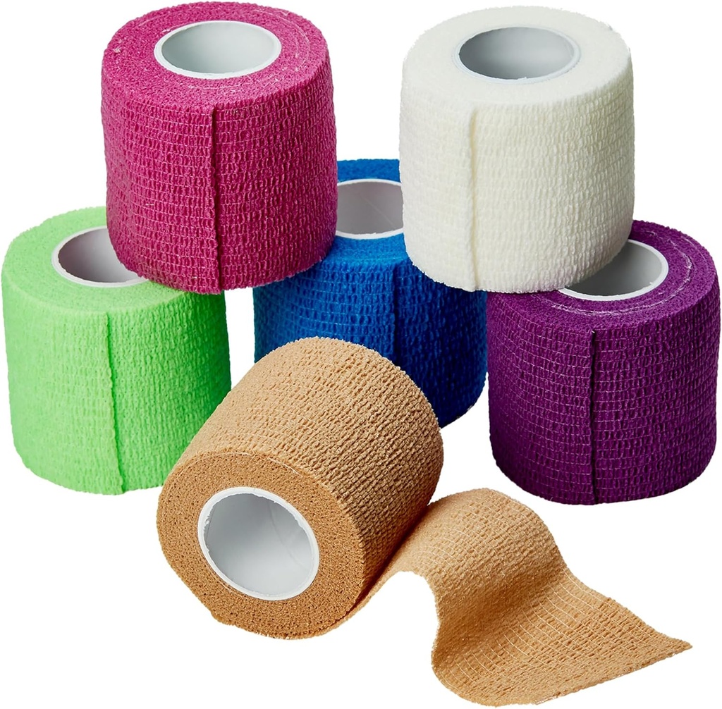 Medca Selvbehersket Kohesive Wrap Bandages 2 Inches X 5 Yards 6 Count, (Rainbow farge)