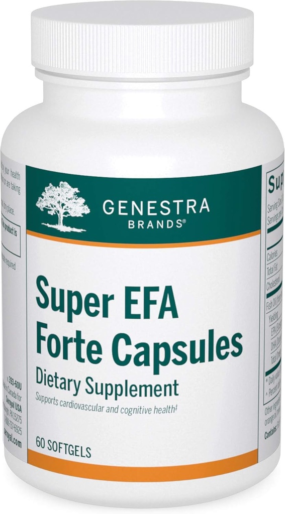 Genestra merker Super EFA Forte Kapsler | Fiskeolje formel for å støtte kognitiv, kardiovaskulær og felles helse | 60 Softgels