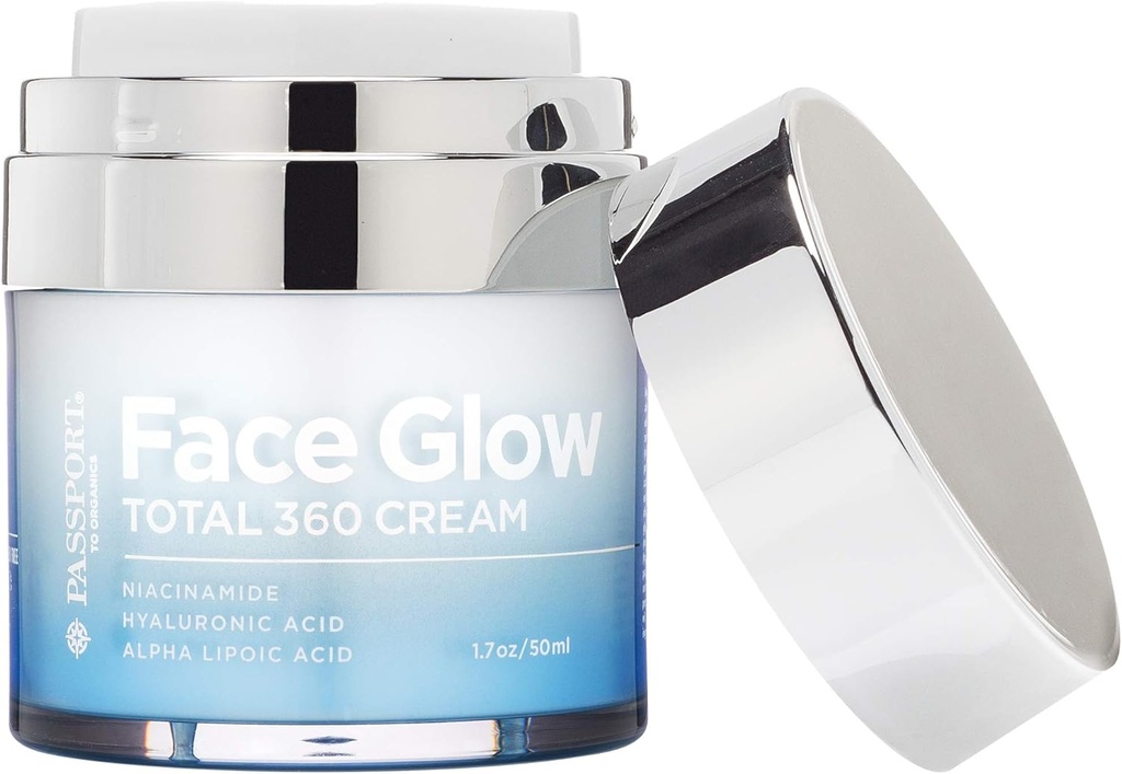 Face Glow Totalt 360 krem med Alpha Lipoic Acid, DMAE, vitamin C Ester, Hyaluronsyre, og italiensk blod oransje