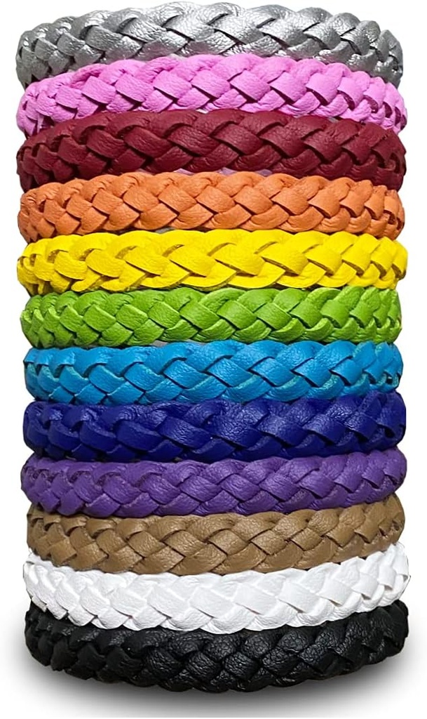 12 Pack Mosquito Repellent armbånd, Solid farge Individuelt innpakket skinn Insekt & Bug Avvisende Wrist Bands for barn og voksne Utendørs camping Fiske