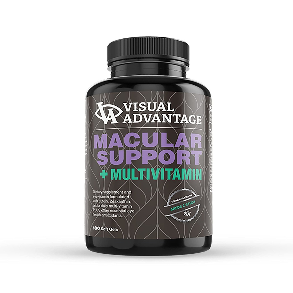 Lunovus Macular Support Plus Multivitamin Basert på ARDS 2 studie - Øyevitaminer for Macular Support - Mineral Supplement med Lutein og Zeaxanthin - 180 Soft Gels