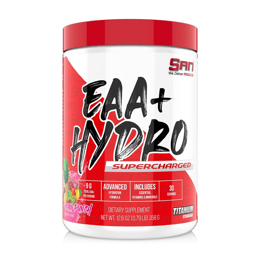 SAN EAA Hydrasjon EAA + BCAA® Muscle Recovery & Intra ® 9G Essentielle Aminosyrer + Electrolytes ® Maui Punch 30 Servering
