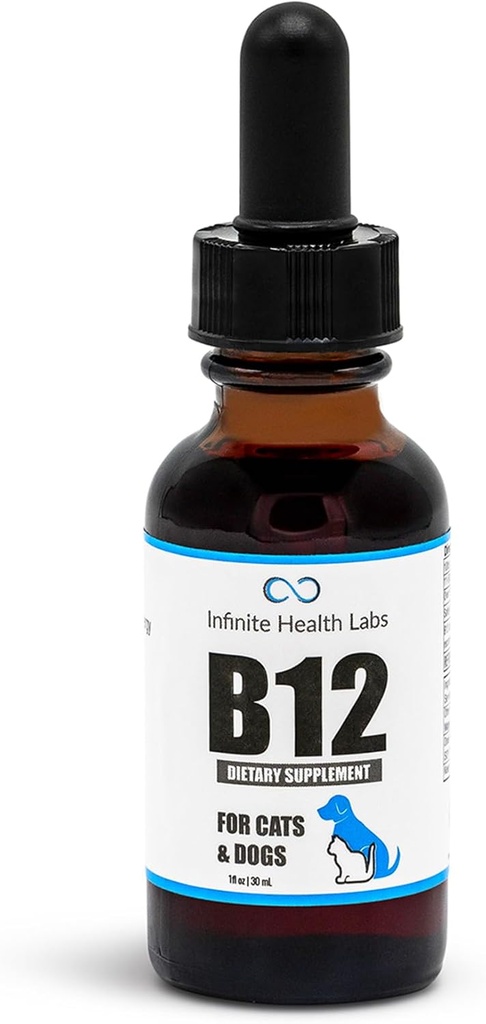 Væske vitamin B-12 for hunder og katter - Vetformulert - Effektiv for alle dyr Metylcobalamin (Metyl B12) - Energi, aptit og humør - laget i USA