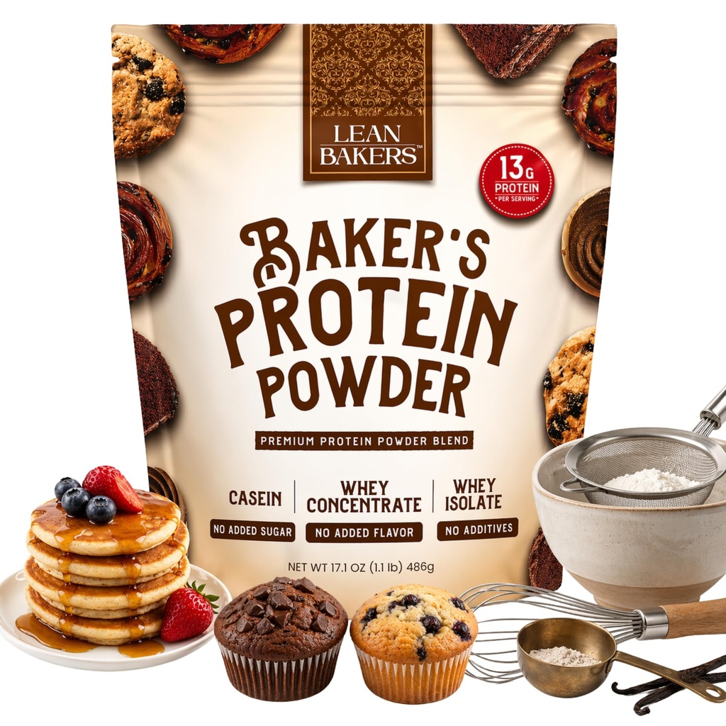 Bakerens protein pulver ren naturlig proteinblanding, Whey isolate, Whey-konsentrat, kasein, glutenfri, ingen søtningsstoffer, uflavorert, 17.1 oz, for baking høy protein lav kalorisnacks