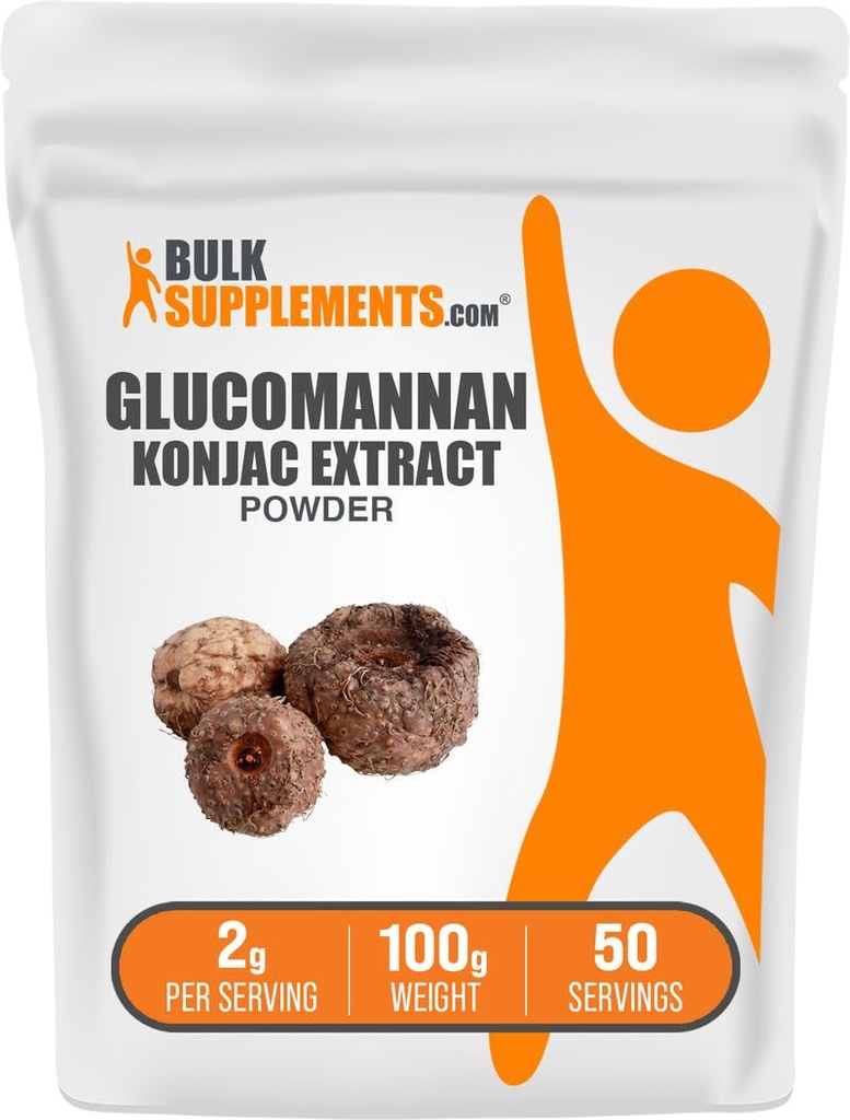BulkSupplements.com Glucomannan pulver - fra Konjac Root Extract pulver, Glucomannan kosttilskudd - Glutenfri, 2g per servering, 100g (3.5 oz) (Pack of 1)