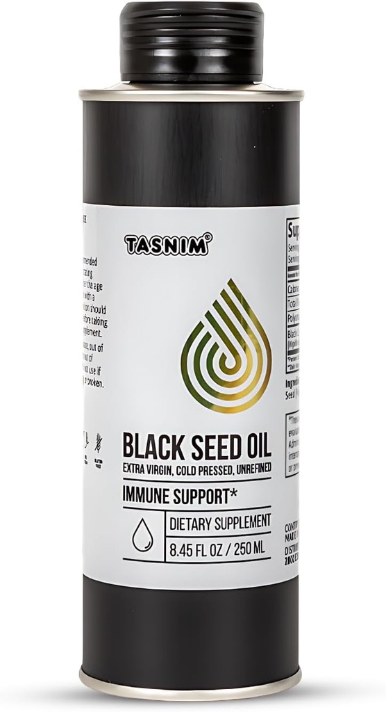 100% etiopisk svartSeed Oil 8.45 Oz - kaldt presset svart frøolje for immunstøtte, høy styrke 5,7% - 21% tymokinon hud, hår og overall helse - ubegrenset svart cuminfrøolje - Glutenfri