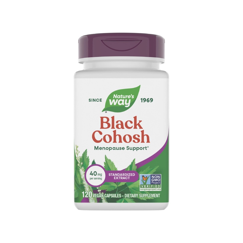 Naturens måte Premium Black Cohosh, Menopause Støtte for kvinner*, 40 mg per porsjon, 120 Vegan Kapsler