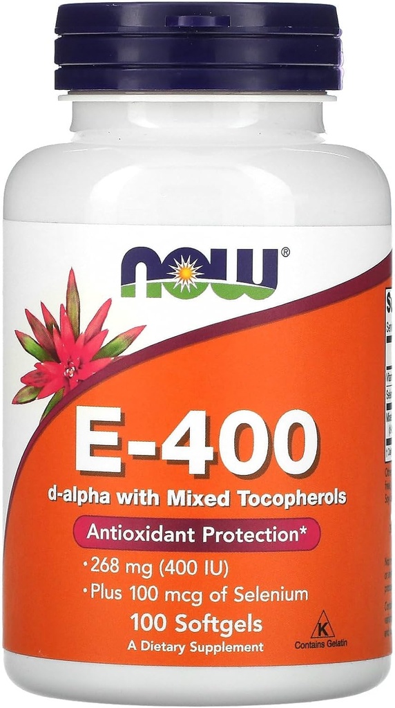 Nå Mat E-400 D-Alfa med blandede tokoferoler, 268 mg (400 IE), 100 Softgels