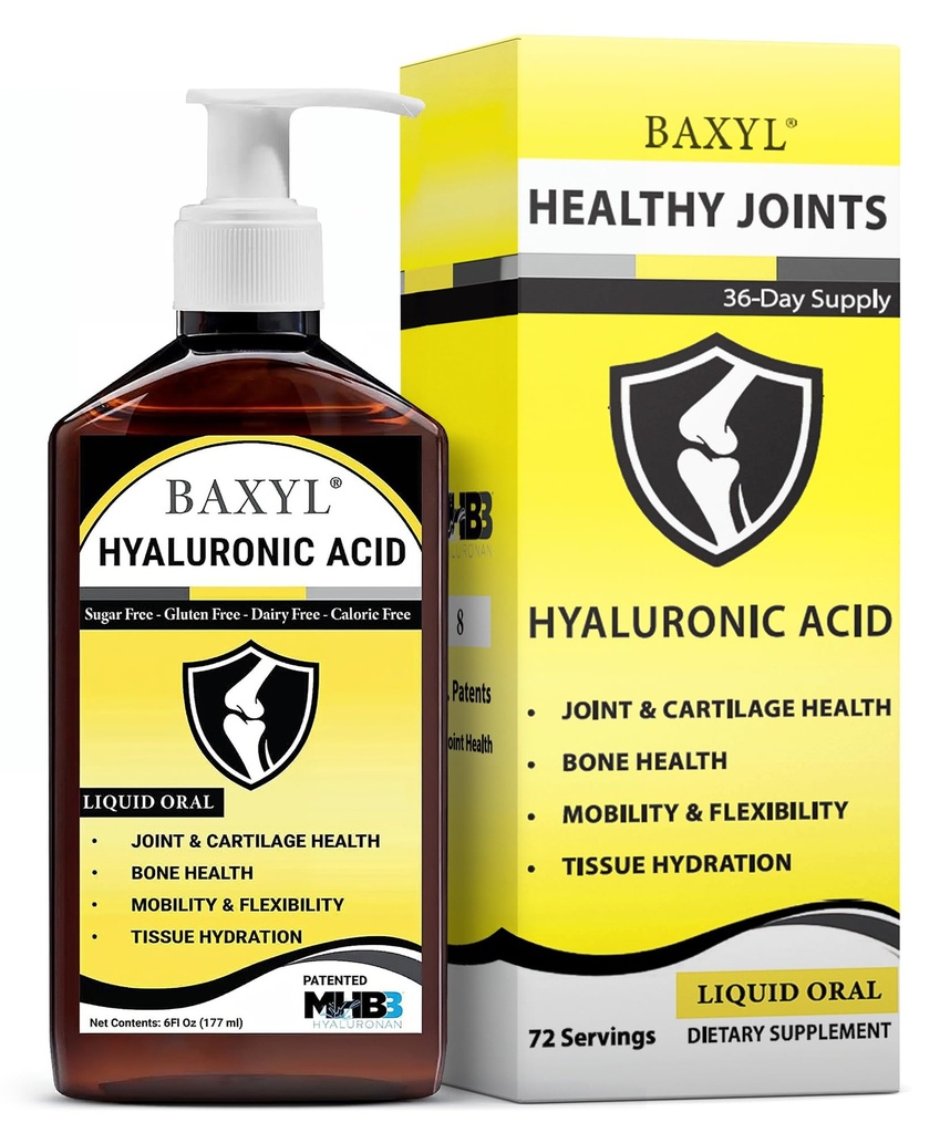 BAXYL® - Væskehyaluronsyre for felles relief Supplement (Vegan, glutenfri, ikke-GMO, patentert oral MHB3)