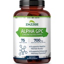Zazzee ekstra styrke Alpha GPC Choline, 700 mg per servering, 75 vegankapsler, 100% ren farmasøytisk klasse, 100% vegetarisk, standardisert for styrke og renhet, all-naturlig og ikke-GMO