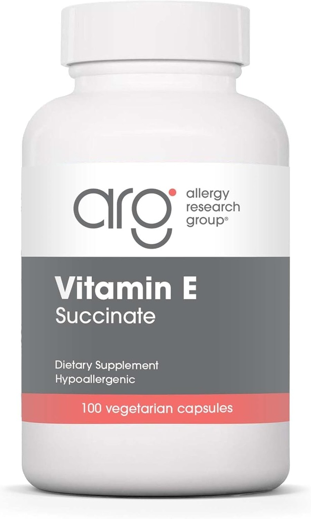 Allergi Forskningsgruppe Vitamin E Succinat Supplement - for menn og kvinner, 400 IU D-Alfa-Tocopheryl, Antioksidant, Vegetariske kapsler - 100 greve
