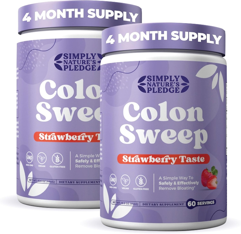 ColonSweep Psyllium Husk Powder Colon Cleanser - Vegansk, Glutenfri Fiber Supplement - Safe Colon Cleanse for lindring, Bloating Relief & Gut Helse -16 OZ (60 Serveringer) - 2 Pack