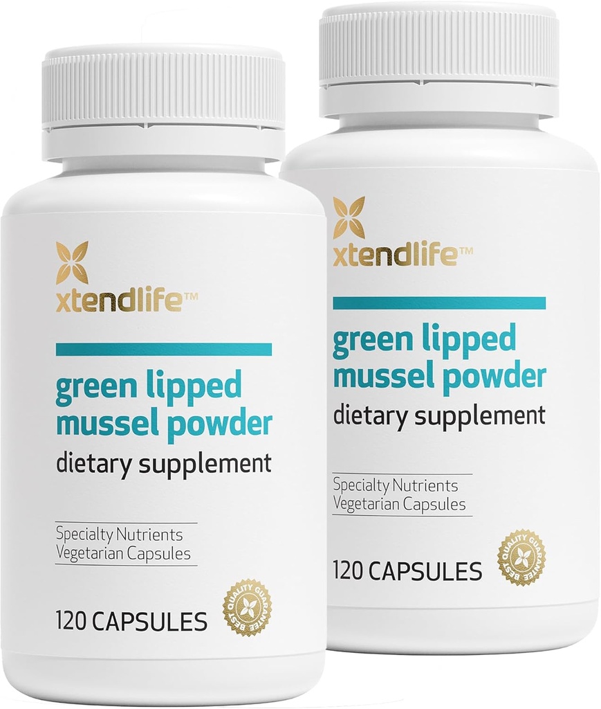 Xtendlife Grønn Lipped Mussel pulver - 2400mg Supplement med Omega-3 fettsyrer fra New Zealand for felles helse, 120 kapsler (2 pakke)