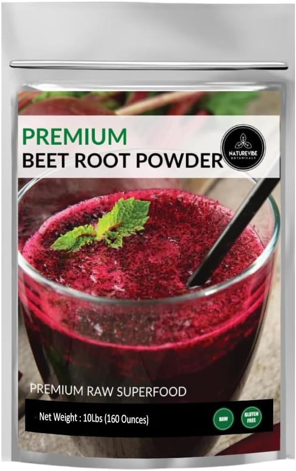 Naturevibe Botanicals Premium Beet Root Powder, 10lbs | Rå og ikke-GMO | Bulk Bag (160 ounces)