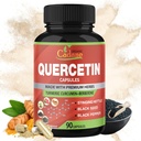 Organic Cadane Quercetin Extract Capsules, 90 capsules, 3 måneders forsyning med Quercetin, Turmeric Curcumin, Berberine, Nettle, Black Seed Powder, Black Pepper.