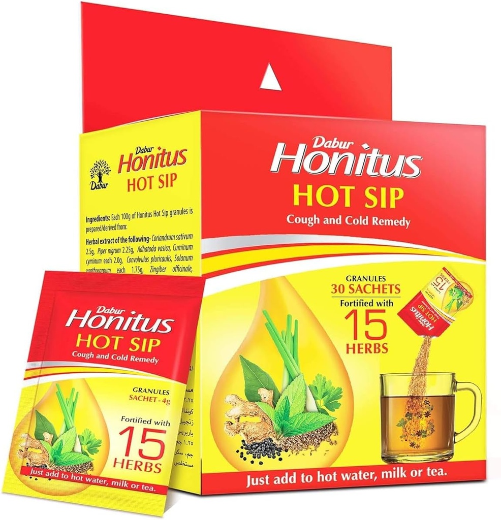 OTAA Honitus Hot Sip, Medisinering, 30 Sachets (4g x 30), Ayurvedic Kadha, Øyeblikk fra Cough, Cold, Sore Throat, Naturlig immunitet Booster, unik blanding av 15 urter pakke av 15