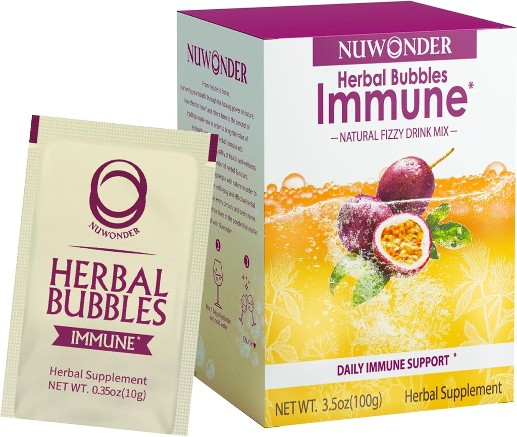 Immun Booster Fizzy Drink Mix Herbal Supplement laget med astragalus, Ginger, Jujube, Attraktyloder, Passion frukt, ingen kunstige, 10 pakker (ekstra 1 poser)