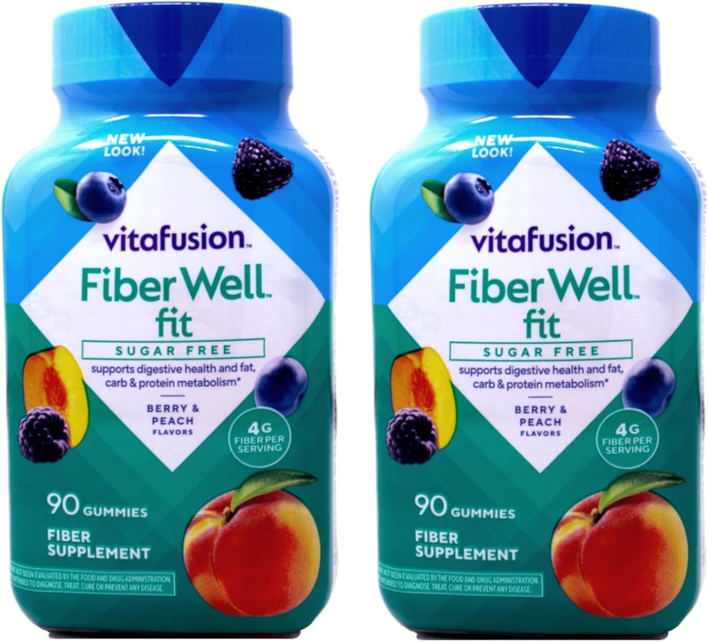 Vitafusion Fiber Well Fit Sugar Free Gummies - 90 ct, Pakke med 2