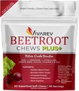 Beetroot Nitric Oxid Supplement - 1000mg Beet pulver med L Arginine, L Citrullin, Grape Seed Extract, Niacin, Vitamin C & B12 - Beet Chews - Pakke med 60