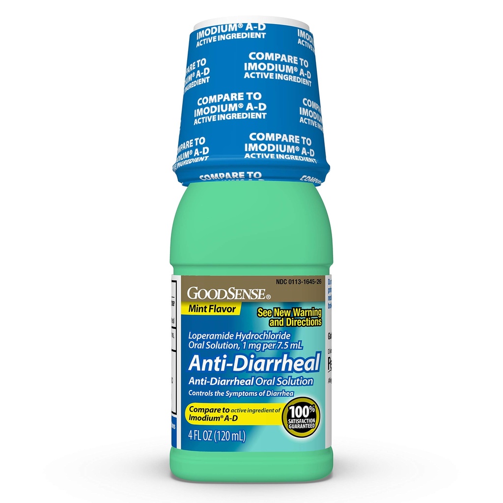 God Sense Anti-Diarreal medisin, Loperamid Hydrochlorid oral oppløsning, 1 mg per 7,5 ml, Mint, 4 Fl Oz