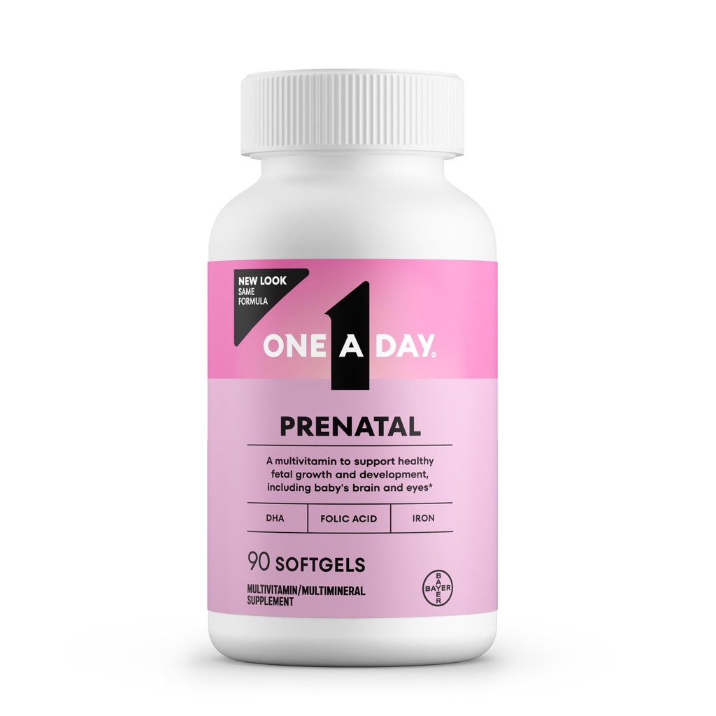 En dag prenatal vitaminer- folsyre, jern, omega- 3 (DHA), Graviditet vitaminer for kvinner, prenatal multivitamin for mamma og baby støtte, graviditet må ha 90 Ct (Packing May Vary)