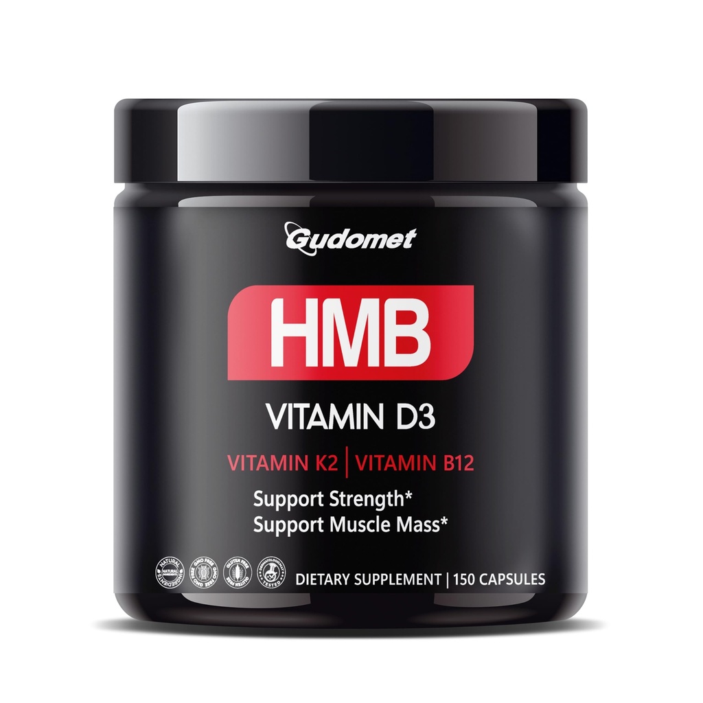 HMB med D3, K2 & B12 – Muscle Health Support Supplement – 150 kapsler – laget i USA