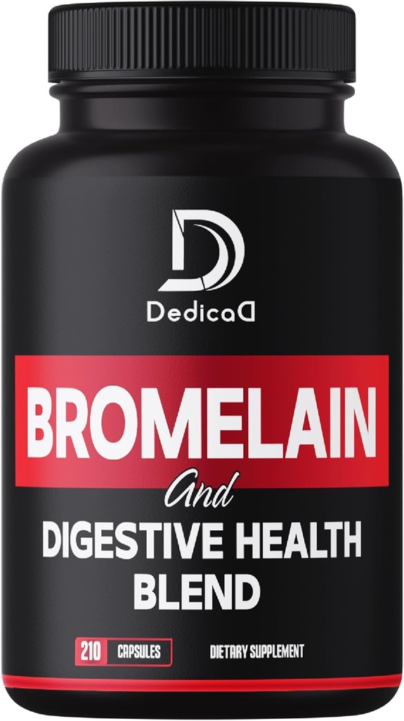 6in1 Bromelain 500mg Supplement - 1000mg per servering - 210 kapsler med Digestive helse blanding som Quercetin, Ginger, Turmeric, Papaya - Støtte Overordnet helse, Digestion & Immune System