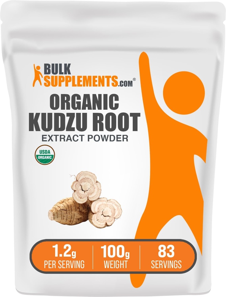 BulkSupplements.com Organic Kudzu Root Extract pulver - Kudzu Root Supplement, Herbal Supplement - Glutenfri, 1,2g per servering, 100g (3,5 oz) (Pack of 1)