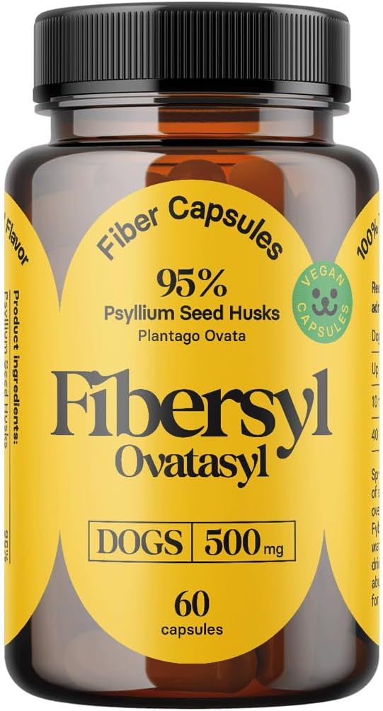 FiberSyl Ovatasyl Prebiotika for hund Digestive Helse - Hunde Fiber Supplementer for Discounter Relief & Support - Psyllium Husk frø for hund' Digestion problemer - Hunde Stool Harder - 60 Kapsler