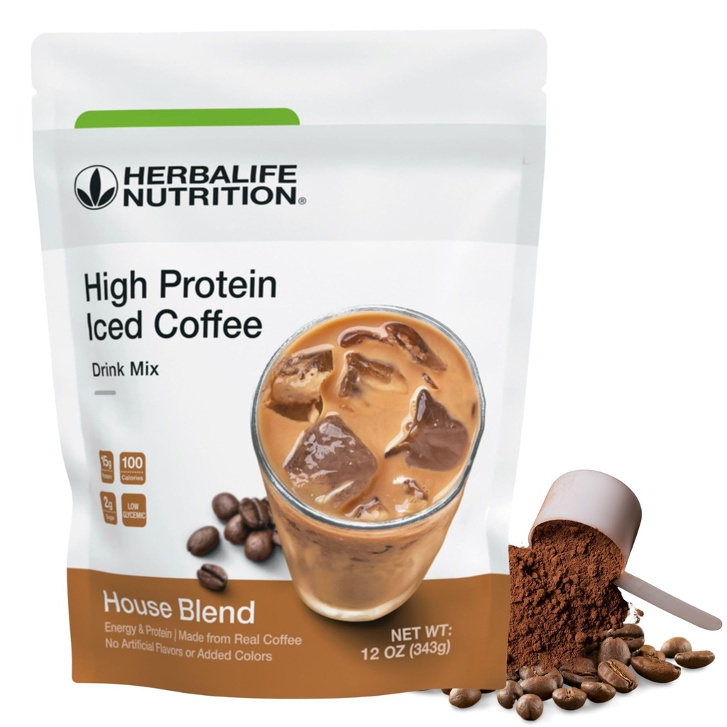Herbalife HERBALIFE NUTRITION High Protein Iced Coffee Drink Mix: (Husblanding 12 oz 343 g) Energi og protein, laget av ekte kaffe, 12 ounces