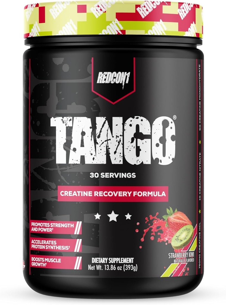 REDCON1 Tango Kreatin pulver, Strawberry Kiwi - sukker gratis + ketovennlig kreatin Supplement - Betaine Anhydrous for muskel utholdenhet og styrke (30 Serveringer)