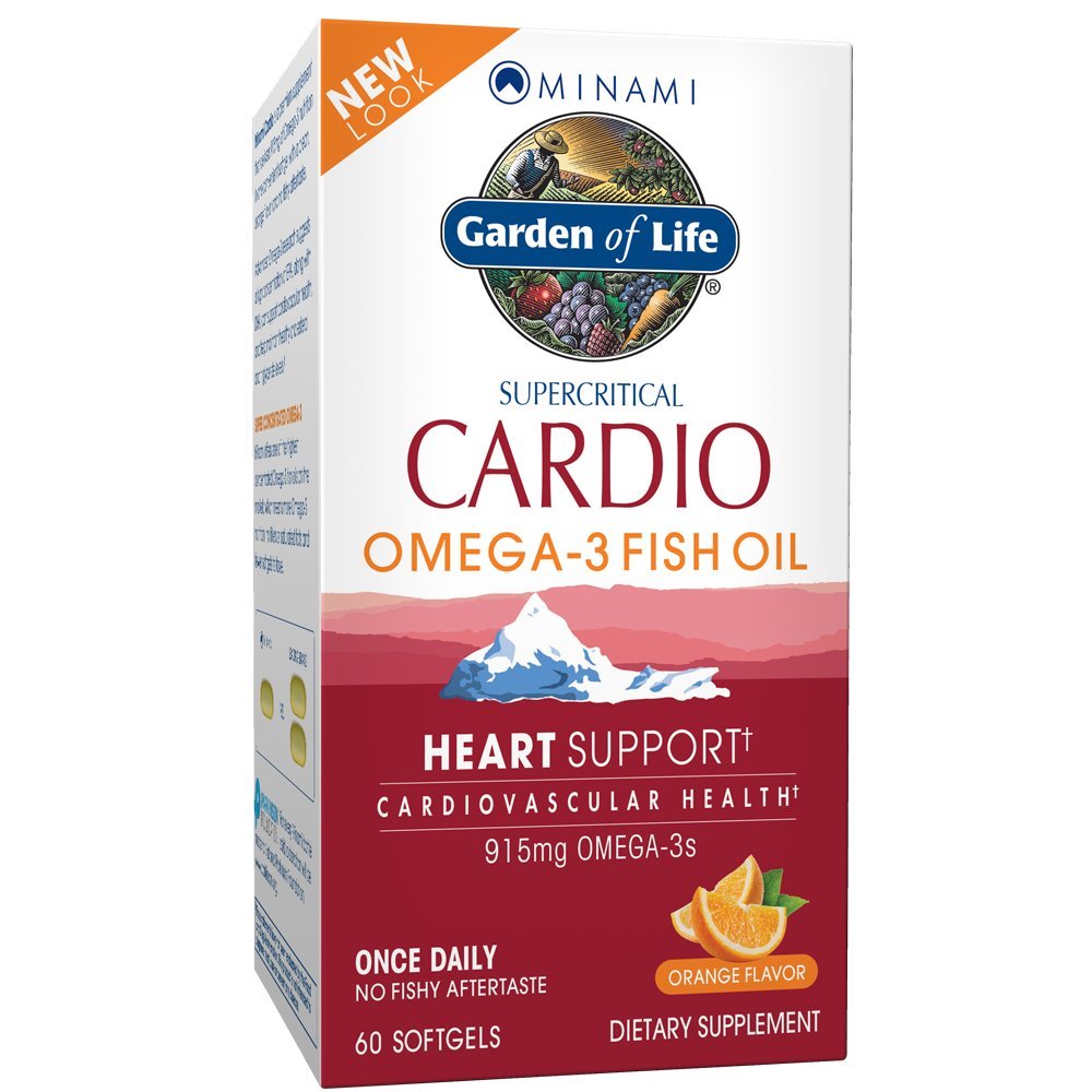 Livshage Fish Oil Omega 3 - Cardio Fish Oil Supplement for hjerte helse, 915mg Omega 3 Fatty Acids EPA & DHA - Orange Flavor, To måneders forsyning, Minami Ultimate Supplements, 60 Softgels