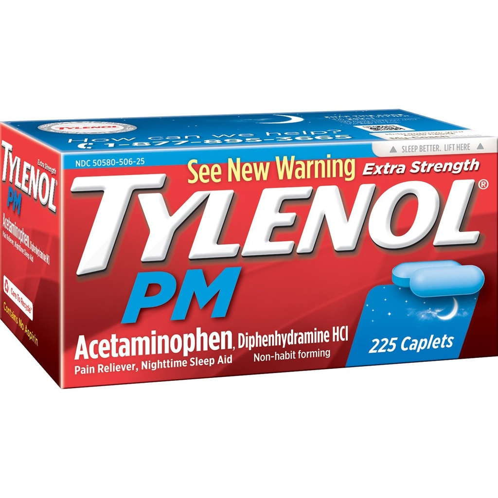Tylenol Pm Ekstra styrke smertefri + søvnhjelp, 225-kapler (1 pakke)