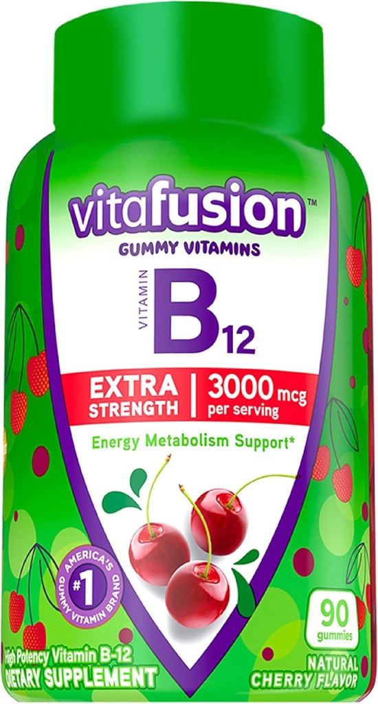 Vitafusion Elderbær Gummy Vitaminer 90ct Vitamin B12 Gummy Vitaminer Energimetabolisme Nervesystem Støtte 90ct