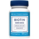 Vitamin Shoppe Biotin 5000MCG, Nutrient Metabolisme Støtte for sunn vibrant hår, sunn hud og sterke negler, energiproduksjon (120 kapsler)