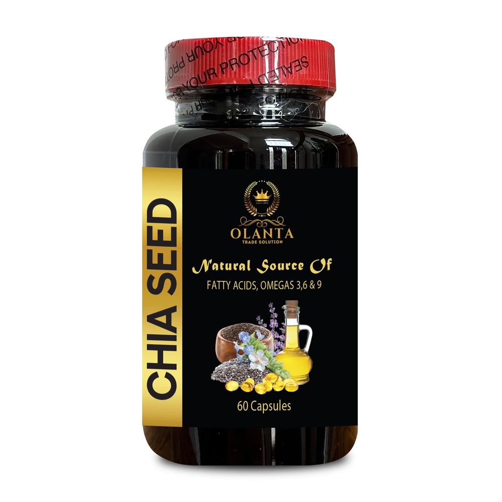 CHIA Seed Supplement - høy fiber og protein med Omega-3 Supplement, chia Seed Vitamin, vegansk chia Seed Oil, chia Seed Oil softgels - 1 flaske
