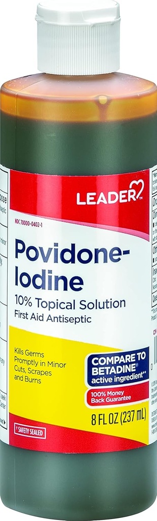 Leder Povidon jodin 10% Prep løsning USP, Førstehjelp Antiseptisk sår rengjøring, sårvask, Antiseptisk såpe (8 fl Oz, pakke med 1)