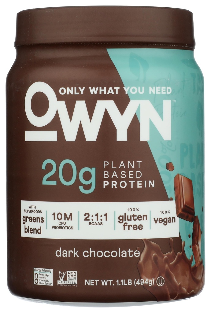 OWYN Bare hva du trenger plantebasert protein pulver, mørk sjokolade, 1,17 lbs