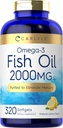 Carlyle Fish Oil Omega 3 Kosttilskudd ® 2000mg ® 320 Softgels ® EPA & DHA ® 600mg Total Omega-3 ikke-GMO, Glutenfri piller