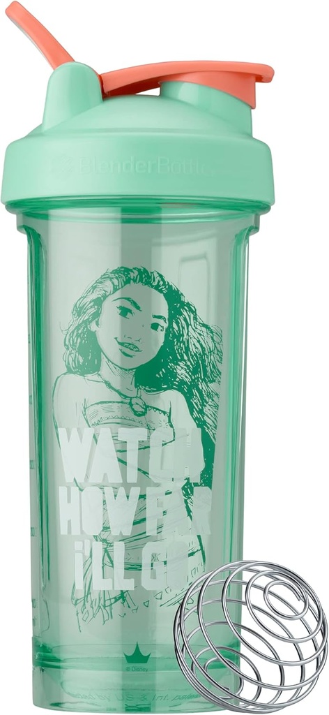 BlenderBottle Disney Princess Shaker Flaske Pro Series, Perfekt for proteinshake og pre trening, 28-Ounce, se hvor langt jeg vil gå, Moana
