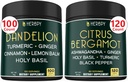 Bundle 6in1 Dandelion Supplement & 6in1 Citrus Bergamot Supplement - Støtte avslapning, hjerte, Digestion helse og immun