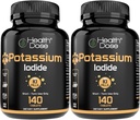 Helsedose Kalium + jodid (KI) tabletter – 130 mg 140 tabletter – for Thyroid støtte, cellulær metabolisme og elektrolytbalanse – ikke-GMO, glutenfri, GMP-sertifisert, pakke med 2
